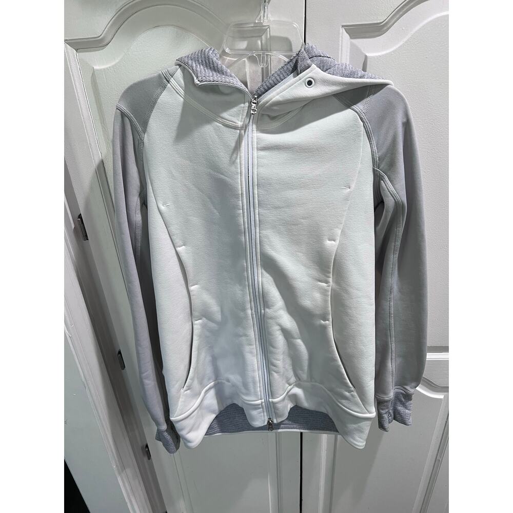 Lululemon Scuba Hoodie II Women’s Large White Gray Full Zip Sweatshirt